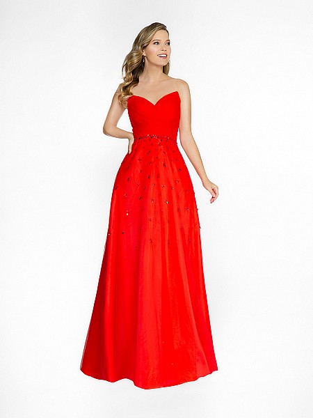 ValStefani 3746RG full a-line red dress with deep sweetheart neckline