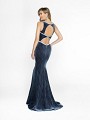 ValStefani 3757RE charcoal mermaid dress with jewel back and natural waistline