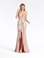 Val Stefani 3908RG dusty pink sequin fabric mermaid formal gown with illusion inset sweetheart neckline
