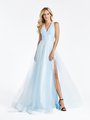 Val Stefani 3946RB irresistible ice blue full A-line tulle wrap skirt with sequin fabric V-neck fitted bodice