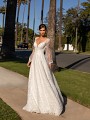 Comfortable Boho Illusion Bishop Sleeve A-line Wedding Dress with V-neckline Simply Val Stefani Alora S2161