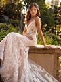 Lace Sweetheart Neckline Mermaid Bridal Gown with Thin Beaded Straps and Sheer Bodice Val Stefani Gala D8244