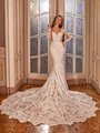 Val Stefani Bridal D8276 Sparkly Floral Lace Deep V-Neck With Illusion Inset Mermaid Bridal Gown With Side Illusion Cutouts 