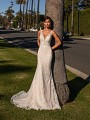 Shimmer Net Mermaid Wedding Dress with Deep V-Neckline and Illusion Straps Simply Val Stefani Fantasia S2165