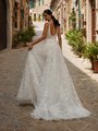 Rustic Wedding Dress With Low Illusion Scoop Back Neckline and Sweep Train