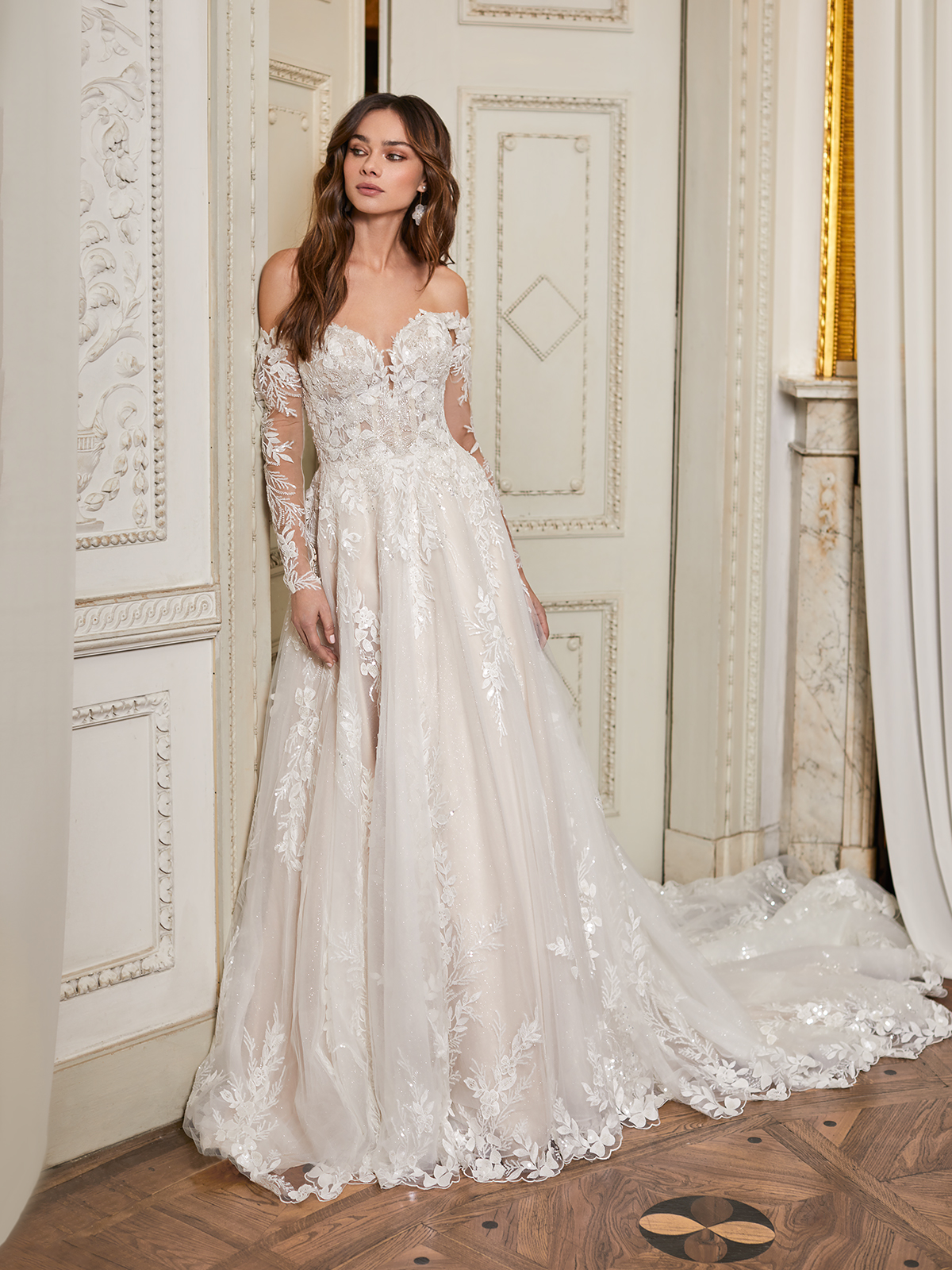 Glitter Sparkle Ball Gown Designer Custom Made Wedding Dress Square Lo –  AiSO BRiDAL