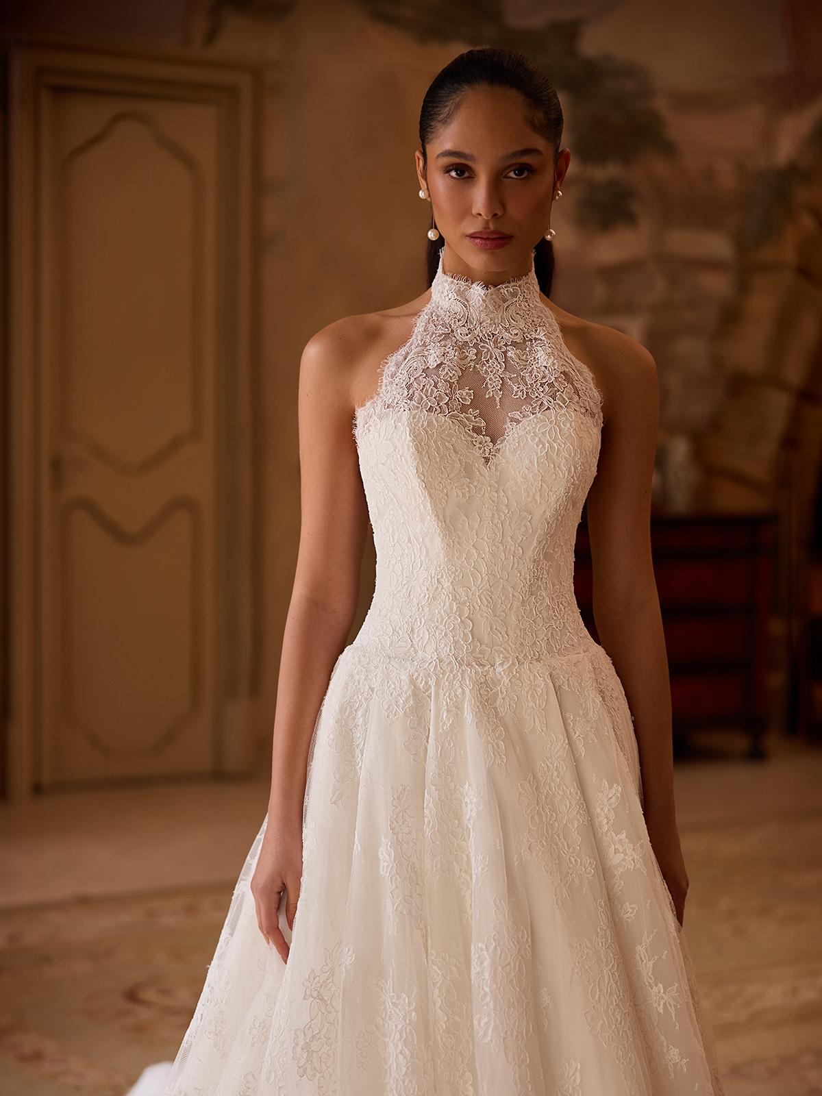 halter with a sweetheart neckline wedding dress
