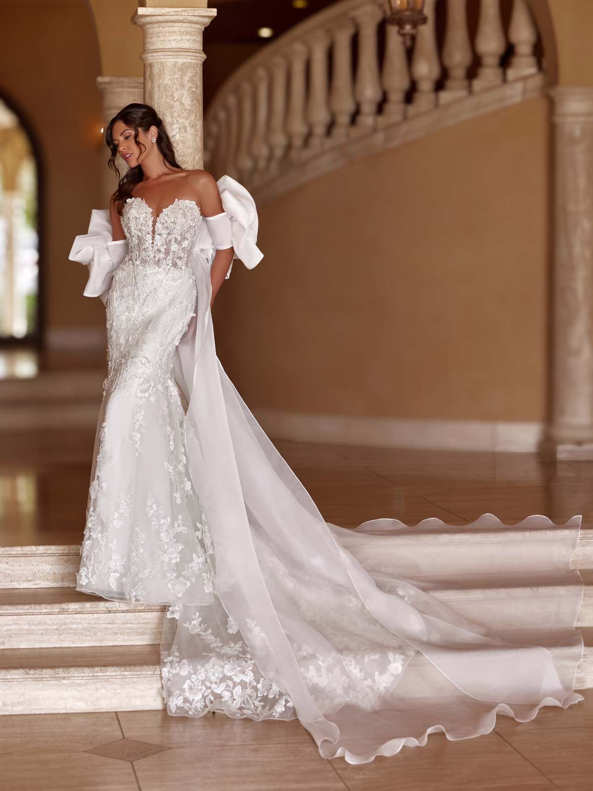 shimmery strapless mermaid wedding gown