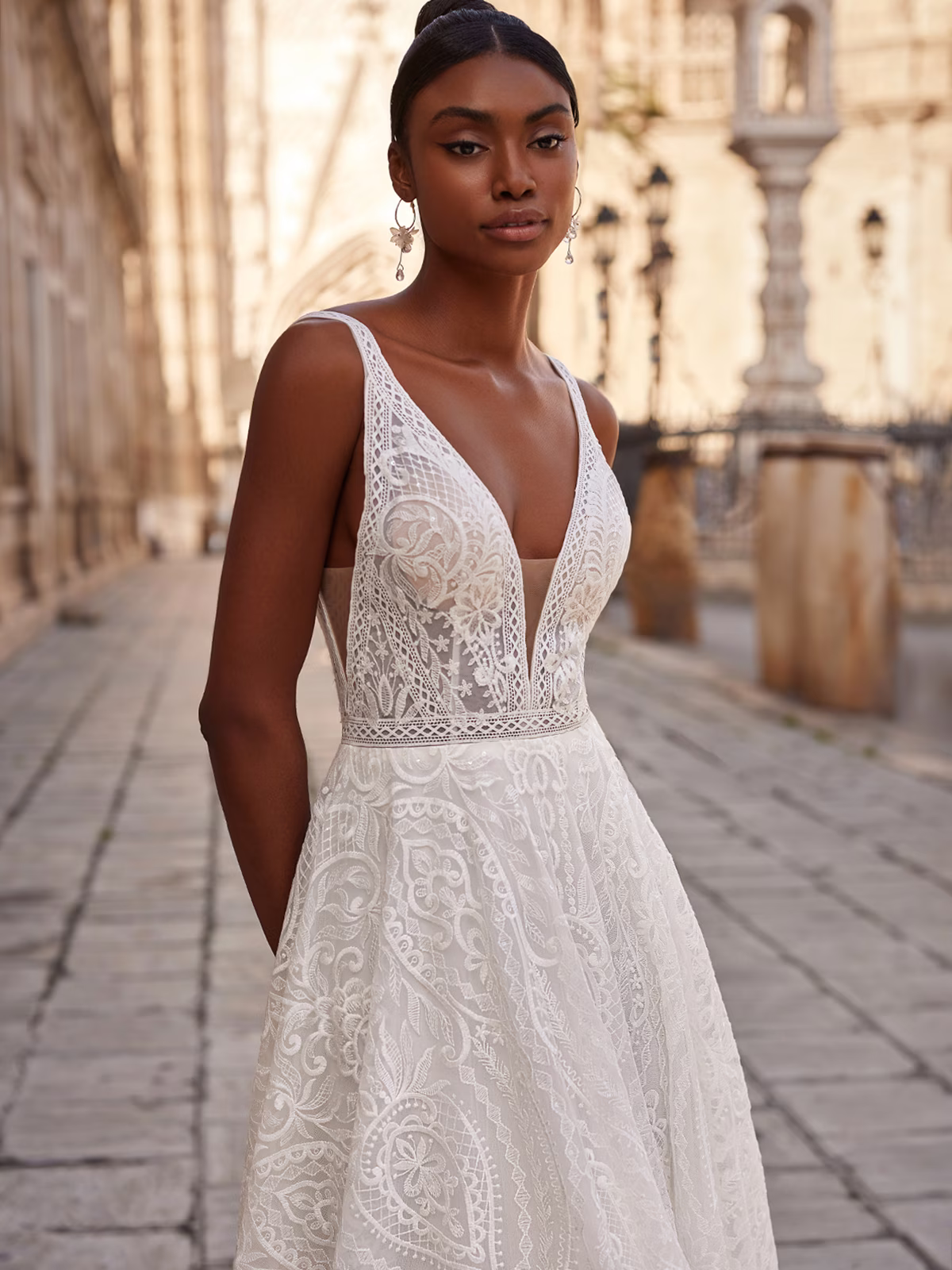 Deep V-Neck Lace Boho Gown 