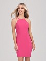Val Stefani Cocktail 3357RW fluorescent short stretch satin cocktail dress with flattering halter neckline Val Stefani Cocktail 3357RW fluorescent short stretch satin cocktail dress with flattering halter neckline