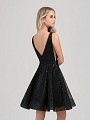 Val Stefani Cocktail 3358RY short sequin A-line homecoming dress with low V-back and sexy illusion insets Val Stefani Cocktail 3358RY short sequin A-line homecoming dress with low V-back and sexy illusion insets