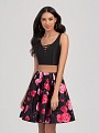 Val Stefani Cocktail 3360RW flirty two-piece flower print satin short ball gown formal dress Val Stefani Cocktail 3360RW flirty two-piece flower print satin short ball gown formal dress
