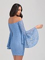 Val Stefani Cocktail 3361RE off-the-shoulder short homecoming dress with long bell sleeves Val Stefani Cocktail 3361RE off-the-shoulder short homecoming dress with long bell sleeves