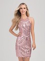 Val Stefani Cocktail 3364RW shimmering sequin short sheath homecoming dress with halter neck Val Stefani Cocktail 3364RW shimmering sequin short sheath homecoming dress with halter neck