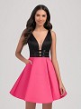 Val Stefani Cocktail 3367RY colorful short two-tone homecoming ball gown with V-back Val Stefani Cocktail 3367RY colorful short two-tone homecoming ball gown with V-back