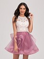 Val Stefani Cocktail 3374RE fun and girly short tulle A-line homecoming dress with pretty cascading skirt Val Stefani Cocktail 3374RE fun and girly short tulle A-line homecoming dress with pretty cascading skirt