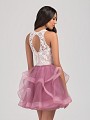 Val Stefani Cocktail 3374RE short A-line cocktail dress with jewel lace back with cute keyhole back and ruffled tulle skirt Val Stefani Cocktail 3374RE short A-line cocktail dress with jewel lace back with cute keyhole back and ruffled tulle skirt