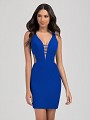 Val Stefani Cocktail 3378RW sexy stretch satin short sheath cocktail dress with low illusion inset V-neckline Val Stefani Cocktail 3378RW sexy stretch satin short sheath cocktail dress with low illusion inset V-neckline