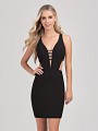 Val Stefani Cocktail 3378RW sultry short sheath cocktail dress with side cutouts and deep V-neck Val Stefani Cocktail 3378RW sultry short sheath cocktail dress with side cutouts and deep V-neck