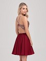 Val Stefani Cocktail 3380RK strappy back lace crop top special occasion dress with chiffon skirt Val Stefani Cocktail 3380RK strappy back lace crop top special occasion dress with chiffon skirt