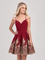 Val Stefani Cocktail 3384RD short satin semi-formal ball gown holiday dress with gold lace Val Stefani Cocktail 3384RD short satin semi-formal ball gown holiday dress with gold lace