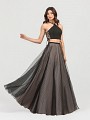 ValStefani 3414RY two piece dot net and satin ball gown in black and nude