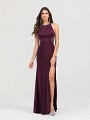 ValStefani 3417RG sleeveless halter neck stretch satin trumpet dress in eggplant ValStefani 3417RG sleeveless halter neck stretch satin trumpet dress in eggplant