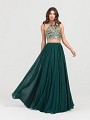 ValStefani 3430RK two piece lace halter and chiffon skirt prom dress in emerald