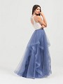 ValStefani 3454RE sleeveless A-line gown with cascade skirt and keyhole back