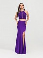 ValStefani 3457RB dark purple jewel neck two piece mermaid dress with front slit