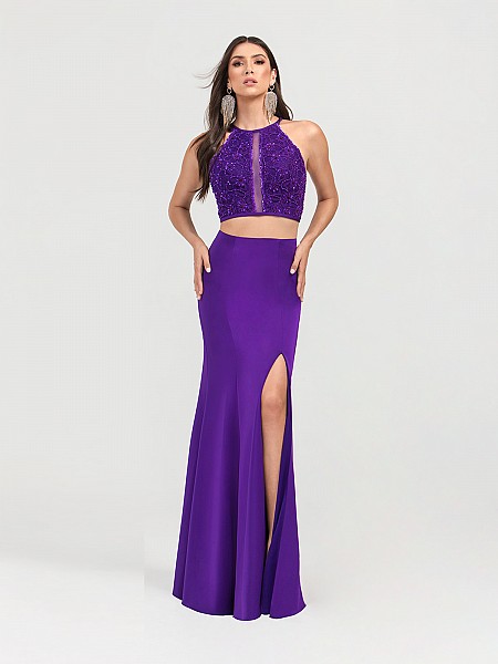ValStefani 3457RB dark purple jewel neck two piece mermaid dress with front slit ValStefani 3457RB dark purple jewel neck two piece mermaid dress with front slit