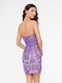 Style 3677RE embroidered lace fabric open back mini dress with rhinestone beading Style 3677RE embroidered lace fabric open back mini dress with rhinestone beading