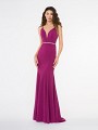 Style 3679RA floor length magenta metallic jersey mermaid gown with beaded belt Style 3679RA floor length magenta metallic jersey mermaid gown with beaded belt