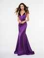 Style 3685RA stunning purple stretch charmeuse mermaid with deep surplice V-neck and thin straps Style 3685RA stunning purple stretch charmeuse mermaid with deep surplice V-neck and thin straps