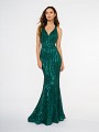 Style 3686RG emerald sequin fabric floor length mermaid gown with V-neck and couture band Style 3686RG emerald sequin fabric floor length mermaid gown with V-neck and couture band