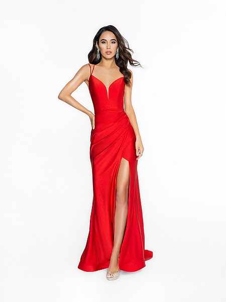 ValStefani 3708RL fashionable red prom dress with sheath with slit