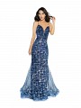ValStefani 3712RG navy dress with deep sweetheart neckline and illusion inset ValStefani 3712RG navy dress with deep sweetheart neckline and illusion inset