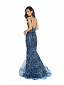 ValStefani 3712RG navy dress with ab rhinestones, kick train, and horsehair trim hem ValStefani 3712RG navy dress with ab rhinestones, kick train, and horsehair trim hem