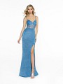 ValStefani 3715RG unlined turquoise dress with sheath with slit and beaded band at waist ValStefani 3715RG unlined turquoise dress with sheath with slit and beaded band at waist