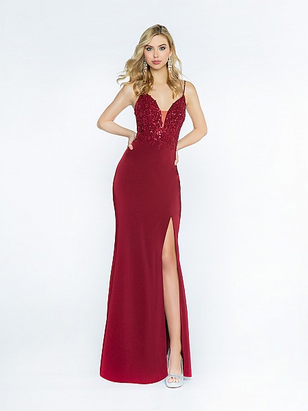ValStefani 3722RG wine dress made with stretch satin and re-embroidered lace appliques ValStefani 3722RG wine dress made with stretch satin and re-embroidered lace appliques