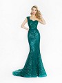 ValStefani 3723RG glistening emerald dress with one shoulder strap ValStefani 3723RG glistening emerald dress with one shoulder strap