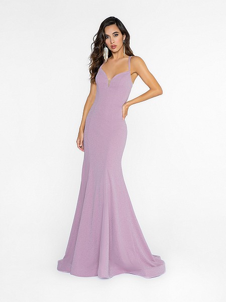 ValStefani 3725RA lavender mermaid dress with deep sweetheart neckline and illusion inset