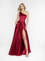 ValStefani 3726RA smooth satin wine dress with side pockets at skirt ValStefani 3726RA smooth satin wine dress with side pockets at skirt
