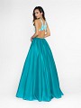 ValStefani 3728RA sequined teal and mint gown with bow and cutout back