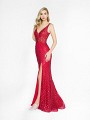 ValStefani 3734RC red mermaid glitter print net formal dress with slit