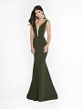 ValStefani 3737RW comfortable olive dress with deep sweetheart neckline and illusion inset