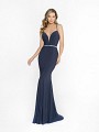 ValStefani 3740RW formal jersey charcoal dress with beaded sash at waist ValStefani 3740RW formal jersey charcoal dress with beaded sash at waist