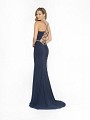 Style 3740RW sleek charcoal dress with crisscross tie back and natural waistline Style 3740RW sleek charcoal dress with crisscross tie back and natural waistline