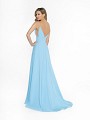 ValStefani 3741RW light blue stretch satin dress with kick train and natural waistline ValStefani 3741RW light blue stretch satin dress with kick train and natural waistline