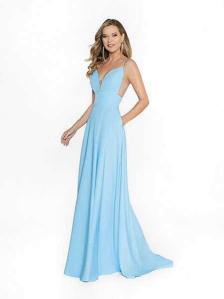 ValStefani 3741RW light blue a-line dress with wrap skirt and side pockets at skirt